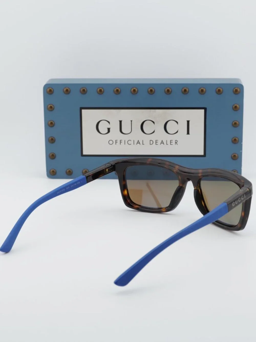 Gucci GG1735S 003 Rectangle Sunglasses - Havana / Blue